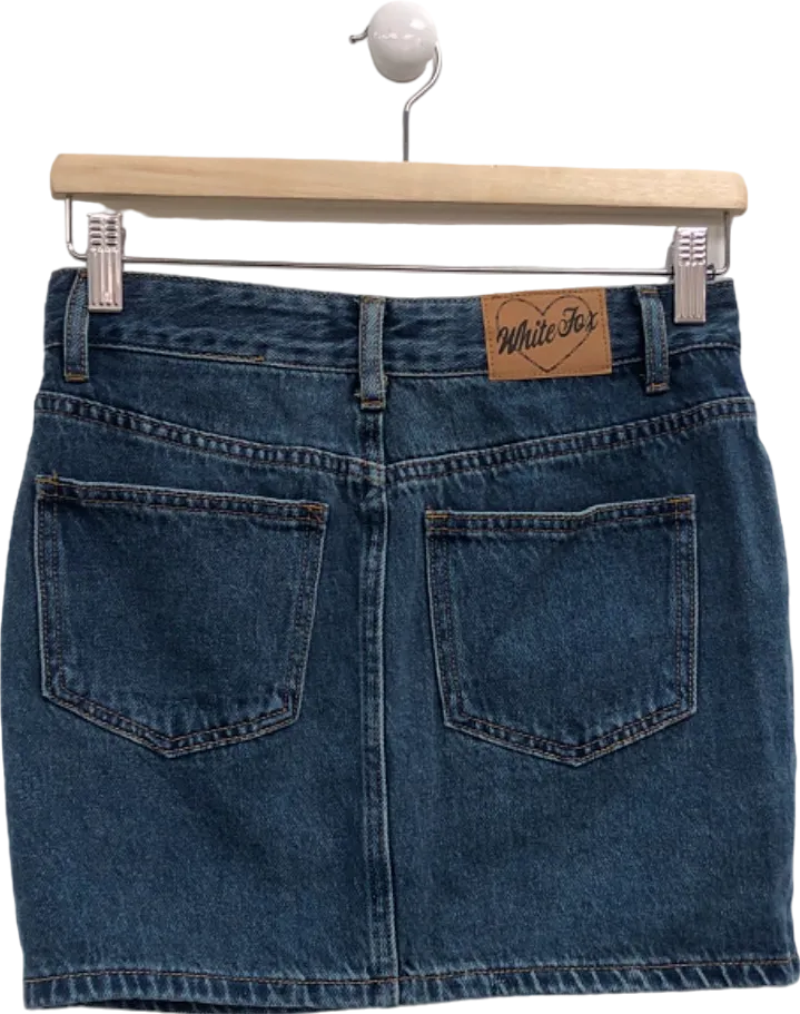 White Fox Blue Denim Skirt UK XS