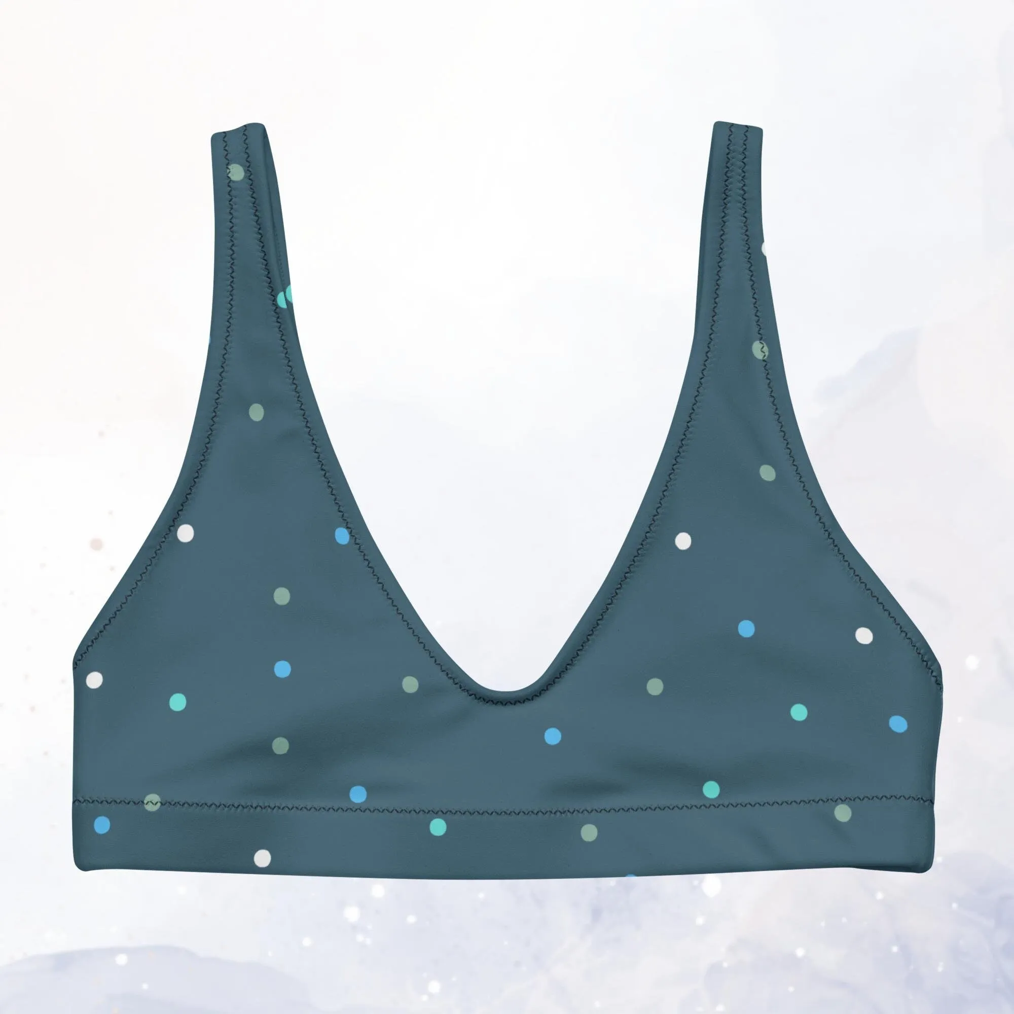 Winter Blue and White Polka Dot Recycled Padded Bikini Top