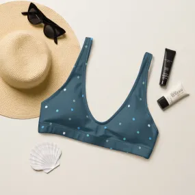 Winter Blue and White Polka Dot Recycled Padded Bikini Top