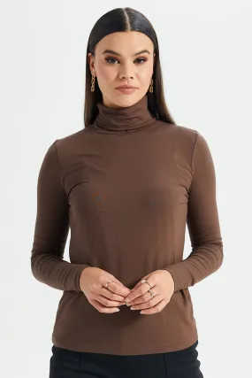 Women Brown Long Sleeve T-Shirt