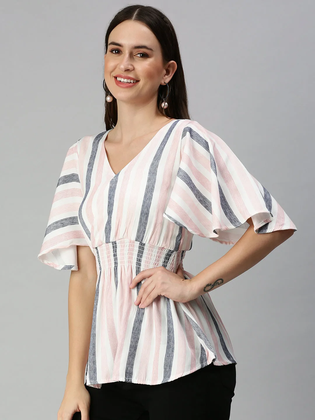 Women's Pink Striped Tops