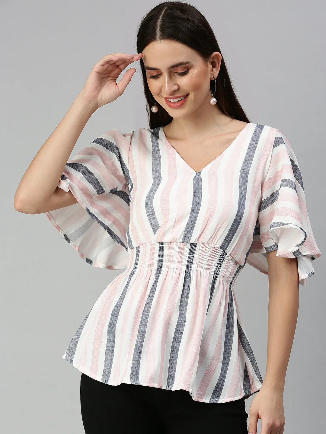 Women's Pink Striped Tops